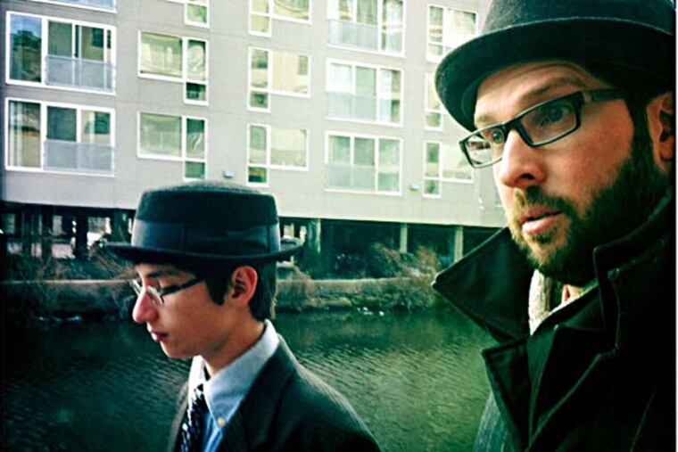 Simon Kaschock-Marenda, 14, and his father, Daniel Marenda, a Drexel University biologist. Simon and his dad are among the authors of new research showing that the main ingredient in the sweetener Truvia is toxic to fruit flies. Credit: Kirsten Kaschock