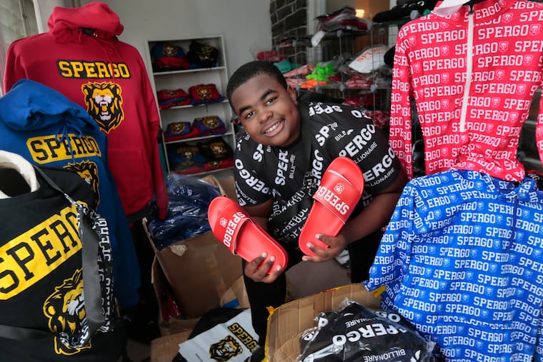 13-year-old Trey Brown whose fashion, Spergo, has landed a billboard on in Times Square was photographed in his Lansdowne home on August 21 2019.