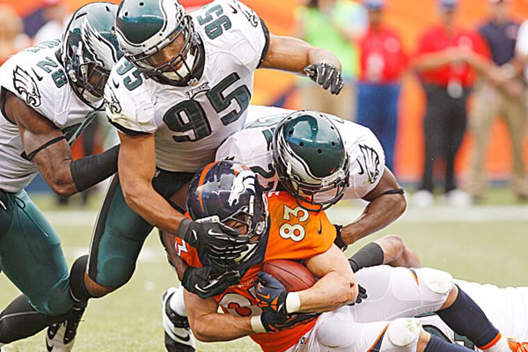 The Eagles' Brandon Boykin, Mychal Kendricks and Earl Wolff. (Ron Cortes/Staff Photographer)