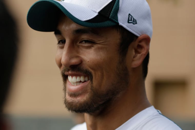 Chris Gocong speaks to the media during an availability after Rookie Camp at the team's NFL football practice facility, Friday, May 10, 2013, in Philadelphia. (Matt Slocum/AP)