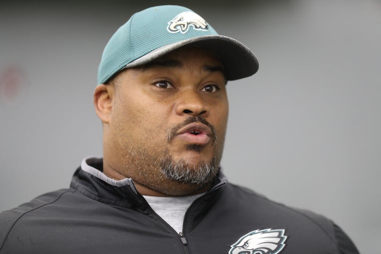 Assistant Head Coach Duce Staley speaks at the Eagles' NovaCare Center Philadelphia, Pa., Monday June 11, 2018. DAVID SWANSON / Staff Photographer