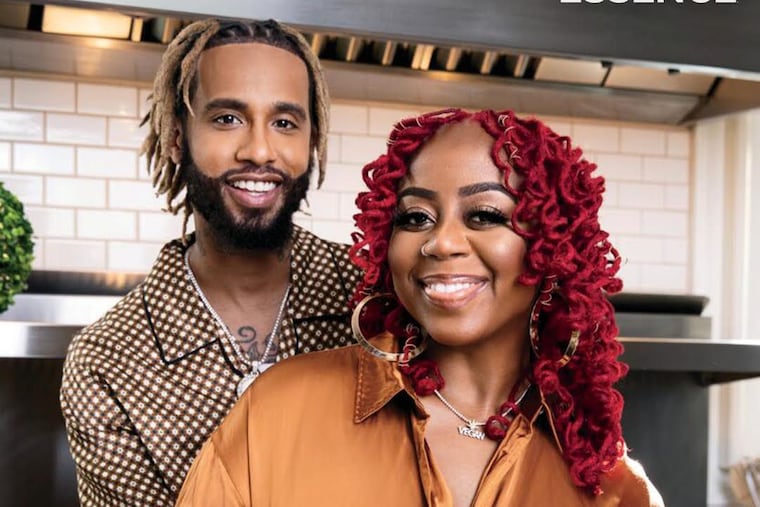 Derrick Hayes and Pinky Cole in January/February 2022's Essence.