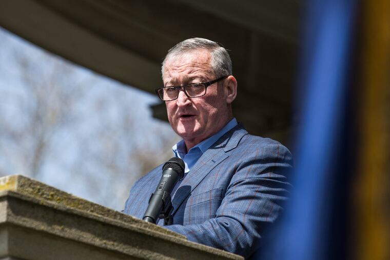Mayor Jim Kenney, pictured in April at the unveiling of a new storyboard honoring Civil War troops, says his administration's 'sanctuary city' policies ensure fair treatment.