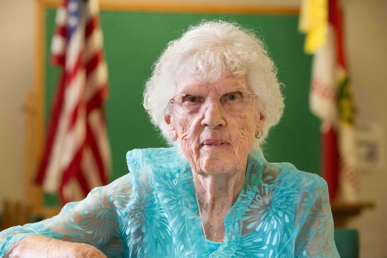 Ninety-six-year old Leona L. Paulus, shown here at the Pittsgrove Senior Center, will soon receive her high school diploma. Paulus dropped out of school when she was 13 years old to help out on the family farm during tough economic times.