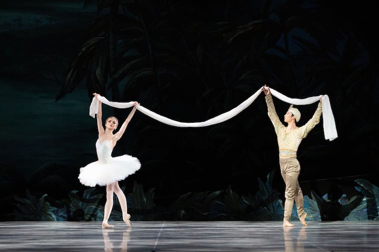 Pennsylvania Ballet dancers Oksana Maslova and Zecheng Liang in "La Bayadére."
