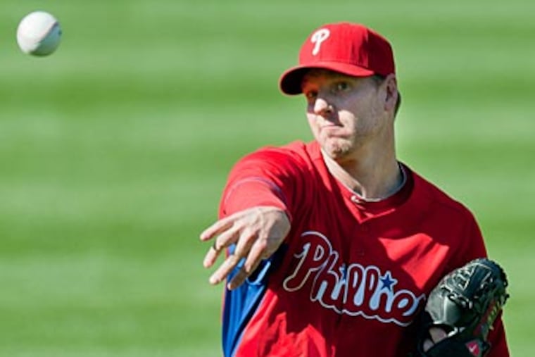 "This is one of the steps. It was good," Roy Halladay said after throwing on Friday. (Clem Murray/Staff file photo)