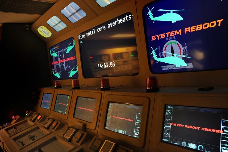 The control board in the Three Mile Island Room, as the core begins to “overheat” at Escape the Room Philly, on Walnut Street .January 10, 2018.