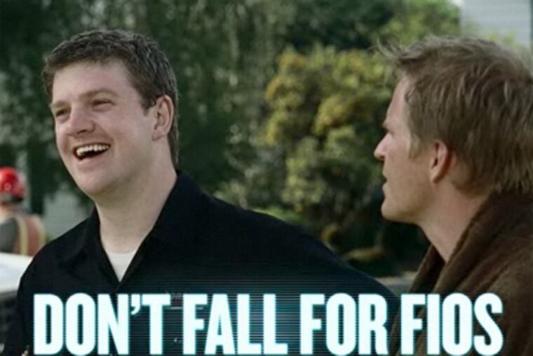 A still from the Comcast ad campaign directed at Verizon's FiOS service. (Credit: http://www.comcast.com/getallthefacts/)