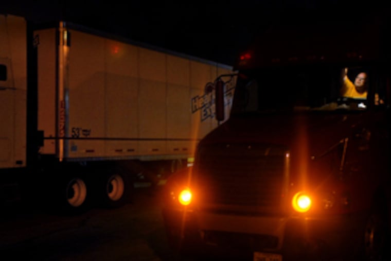 Long-haul trucker Bob Hooper is parked at the North Neshaminy plaza, where he went inside to check a map.