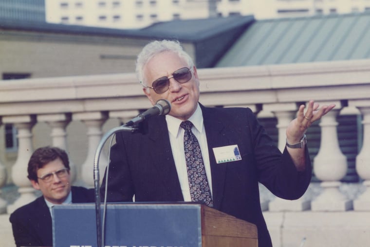 Dr. Herman W. Levin speaks at the Free Library of Philadelphia.