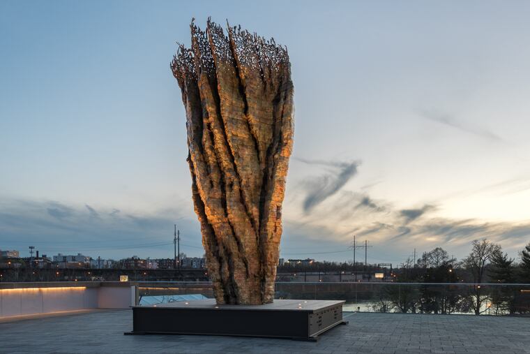 Ursula von Rydingsvard's "Bronze Bowl with Lace" (2015), at the Anne d'Harnoncourt Sculpture Garden, Philadelphia Museum of Art. (Photo by Tim Tiebout)