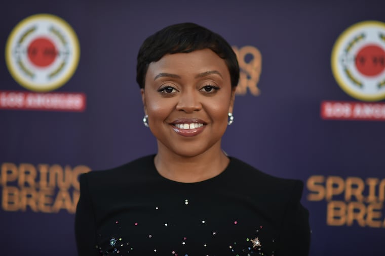Quinta Brunson arrives at City Year Los Angeles' 14th Annual Spring Break Gala on May 10, 2025, in Inglewood, Calif. The West Philly native recently shouted out a beloved Philadelphia weather anchor(Photo by Richard Shotwell/Invision/AP, file)