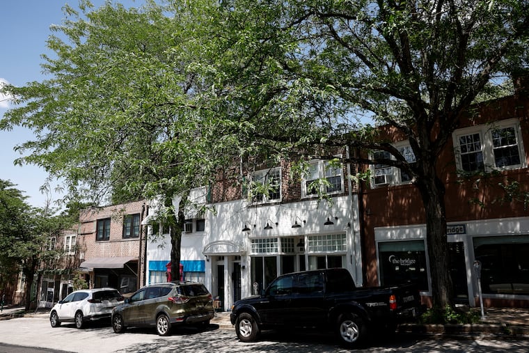 Shops line North Narberth Avenue. The Montgomery County borough is in the middle of a debate over zoning that has raised questions over affordability, neighborhood character, and how far the small borough should go in trying to solve the country's acute housing shortage.
