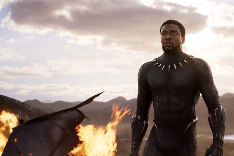 This image released by Disney and Marvel Studios' shows Chadwick Boseman in a scene from "Black Panther," in theaters on Feb. 16, 2018. (Marvel Studios/Disney via AP)