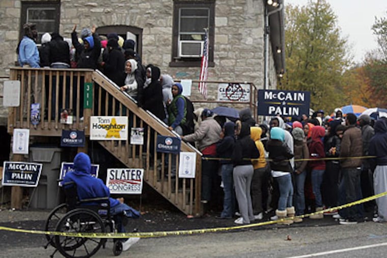 A record number of voters cast ballots in 2008, but did the high turnout itself have an effect on the result of the presidential election? (Laurence Kesterson/Staff Photographer)