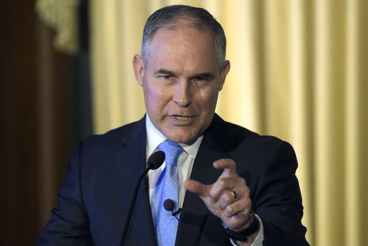 EPA Administrator Scott Pruitt speaking to the media earlier this year.