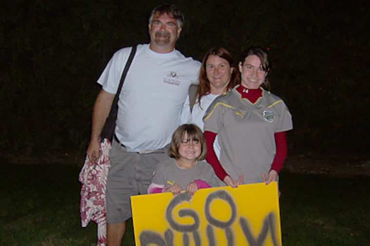 The Barry family of Pottstown show their support for the Indepedence. Pictured left to right Greg Barry, his wife Alena, daughter Alena J. Barry in the front is five-year-old Kassie (Photo: Marc Narducci)