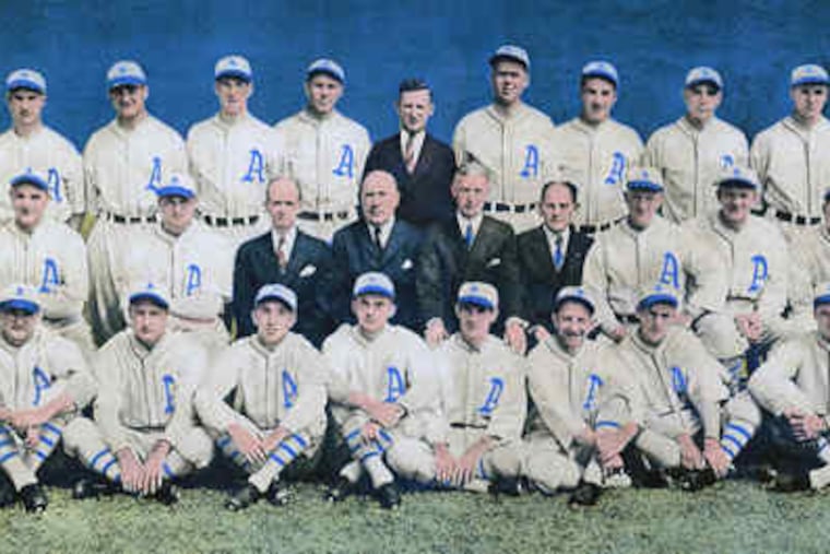 A supplement to The Inquirer contained this photograph of the 1929 Athletics, a team that went 104-48 to finish 18 games ahead of the New York Yankees and their star player, Babe Ruth. They defeated the Chicago Cubs in six games in the World Series, for the high point of Connie Mack's ownership.