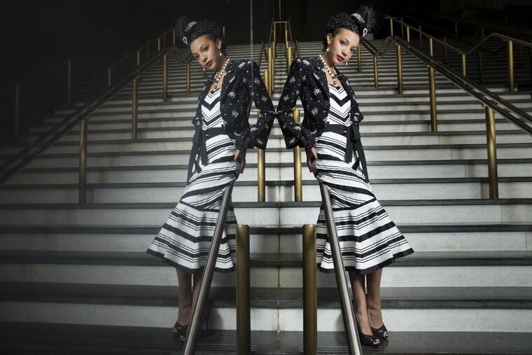 Black and white floral blazer, Cinq a Sept, $495; strapless flounce, Alexis, $825, at Neiman Marcus; diamond lobster clasp pearl choker, $2200; Baroque pearl hoops, $175; both Joie DiGiovanni at Joie DiGiovanni; pillbox hat, Josephine Plain Elain, $38, at Plain Elain Millinery, www.plainelain.weebly.com.