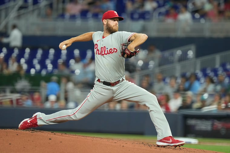 Zack Wheeler's solid outing was wasted against the Miami Marlins, Wednesday, Aug. 2, 2023, in Miami.