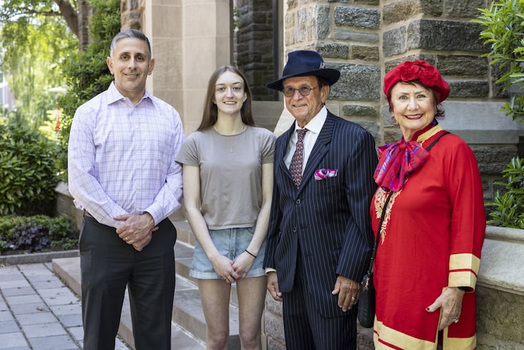 From left to right, John DiCarlo, managing director of student media and adviser to the Temple News; Sienna Conaghan, 20, incoming editor-in-chief of the Temple News, Jack Pinkowski, and Monica Pinkowski. The Pinkowskis gave a $1.25 million gift to Temple, which in part will for the first time endow the editor-in-chief position at the newspaper.