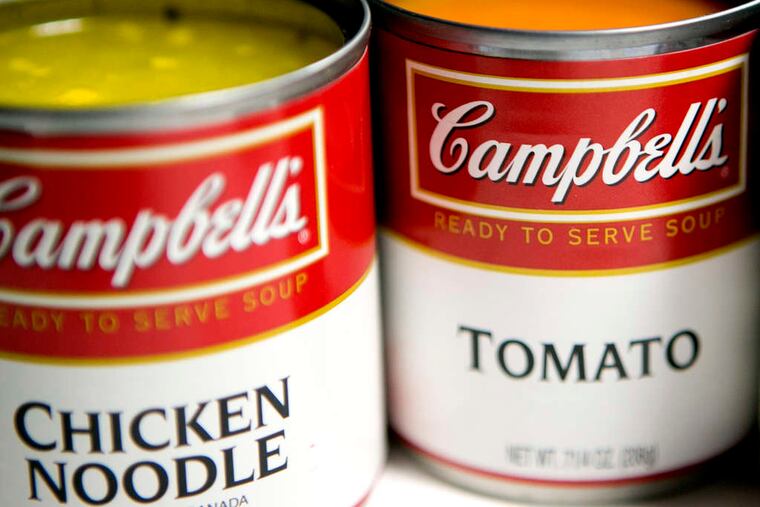 Cans of Campbell Soup Co.'s popular products, which is struggling to find acceptance as consumer preference shifts toward more fresh foods and fewer ingredients in packaged foods.
