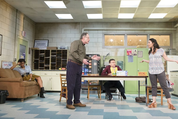 From left to right: Aime Donna Kelly, Michael Cullen, Rey Lucas, and
Christina Nieves in Philadelphia Theatre Company's production of the
East Coast premiere of EXIT STRATEGY by Ike Holter, running through
Feb 28 at the Suzanne Roberts Theatre. Photo: Mark Garvin
