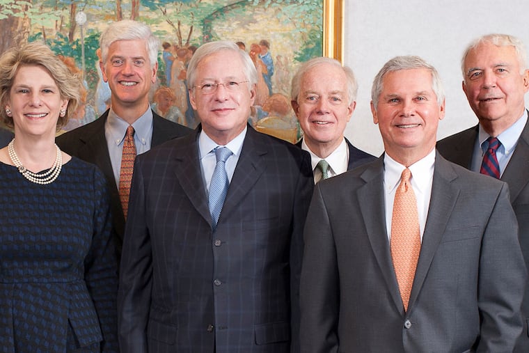 Pennsylvania Trust Co. directors have voted to be acquired by Franklin/Templeton's Fiduciary Trust Co. as the money-management business consolidates and focuses on inherited wealth. Chairman is Richardson Merriman (center), chief executive is George McFarland (left)