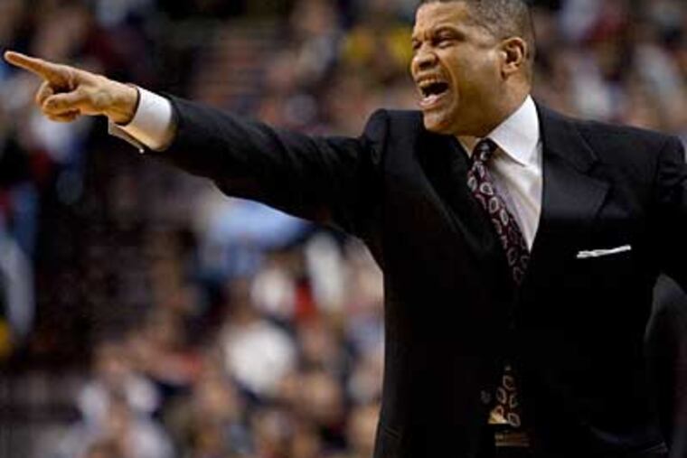 Eddie Jordan directs from the bench during the second half of a game against the Blazers. The 76ers beat the Blazers 104-93. (AP Photo / Don Ryan)