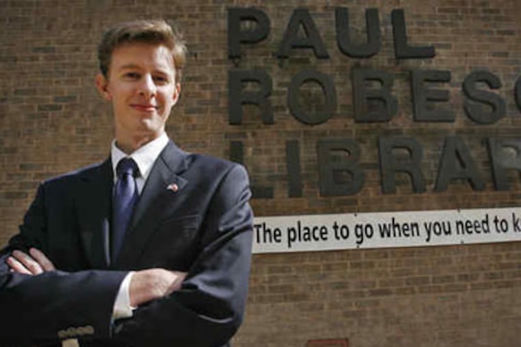 Erik Opczynski, president of the Rutgers-Camden College Republicans, favors removal of Robeson's name from the library because of the scholar's communist sympathies.