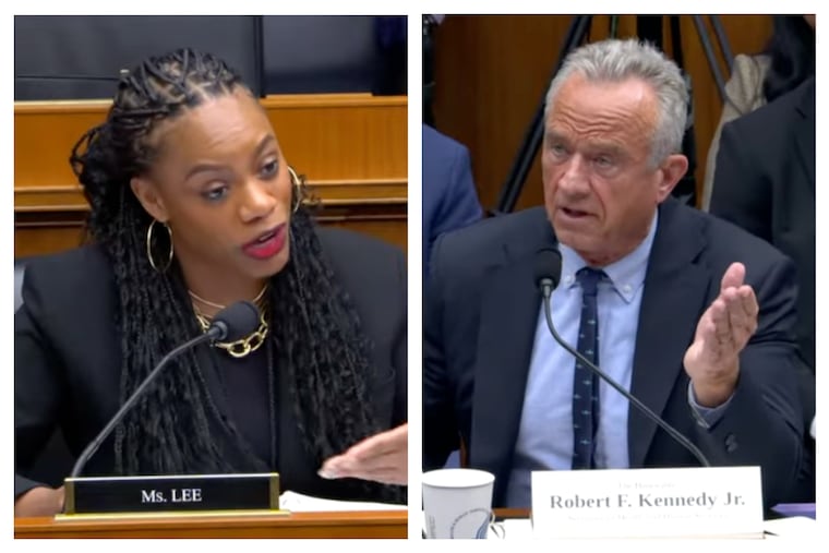 U.S. Rep. Summer Lee presses Health and Human Services Secretary Robert F. Kennedy Jr. on Black maternal health and mortality rates during a House Committee on Education and Workforce hearing titled “Examining the Policies and Priorities of the Department of Health and Human Services,” on April 17 in Washington.