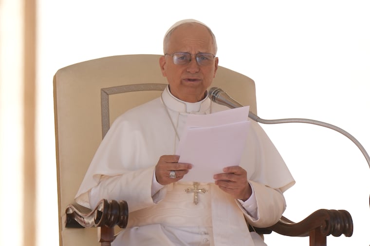 Pope Leo XIV holds his weekly general audience in St. Peter's Square, at the Vatican, on Wednesday.