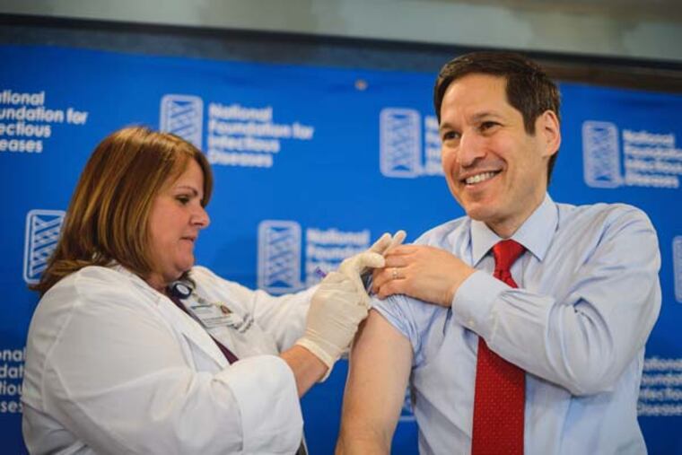 Thomas Frieden, director of the Centers for Disease Control and Prevention, receives a flu shot. (Credit: Courtesy of the National Foundation for Infectious Diseases)