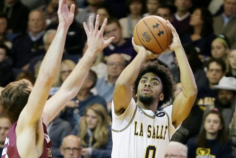 La Salle star Pookie Powell shoots in the first half of the La Salle's loss to Lafayette on Saturday.