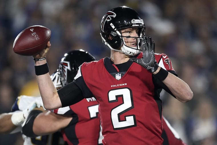 Falcons quarterback Matt Ryan passes against the Los Angeles Rams during the team’s wild card win.