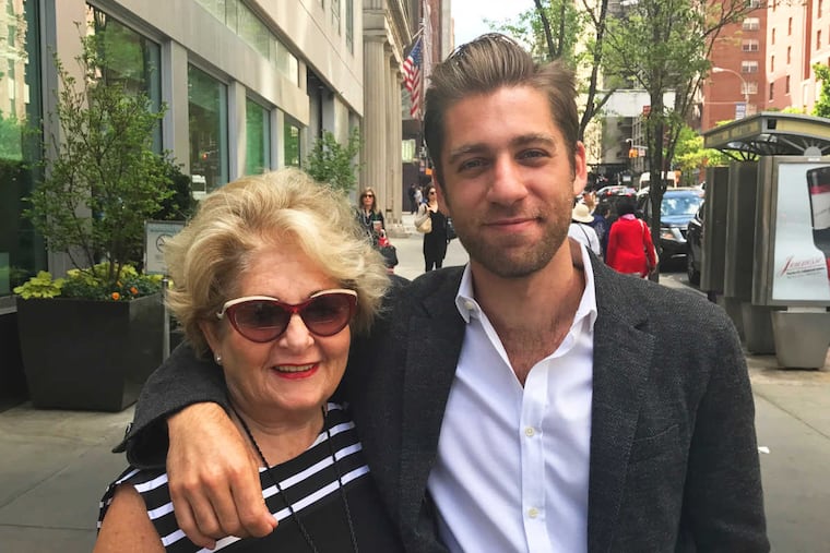 Michael Natter and his mom, Ellen Natter, outside the cancer center at NYU Langone Medical Center