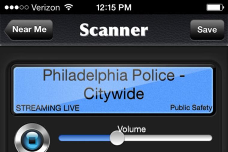 A screen shot from the app Police Radio.