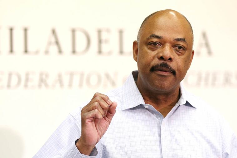 Philadelphia Federation of Teachers president Jerry Jordan speaks during a news conference in Philadelphia on October 6, 2014. He was repsonding the the School Reform Commission's vote to cancel the teacher' union contract. ( DAVID MAIALETTI / Staff Photographer )