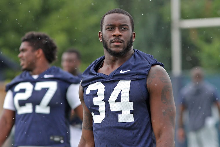 Penn State football defensive end Shane Simmons (34) finished the 2019 season with 19 tackles in 13 games. CRAIG HOUTZ / For the Inquirer