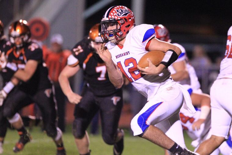 Brody McAndrew of Neshaminy runs for a gain in their 21-20 victory against Pennsbury on Oct. 27, 2017.