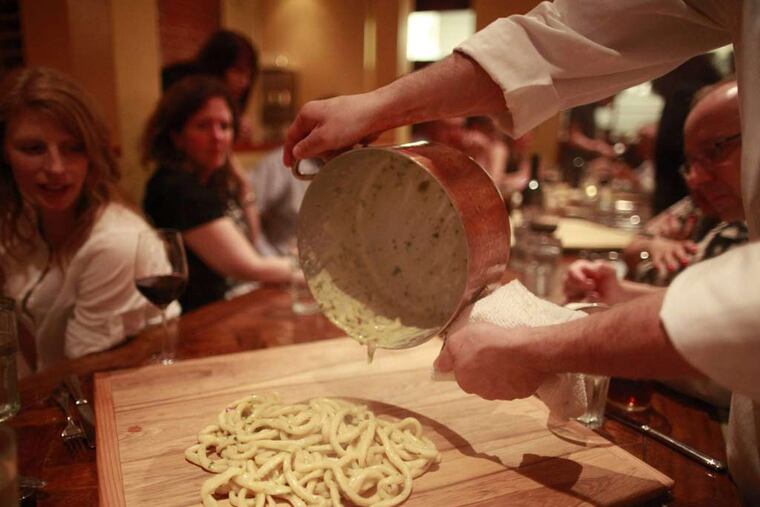 Le Virtu chef Joe Cicala prepares maccheroni alla mugnaia. ( DAVID SWANSON / Staff Photographer )