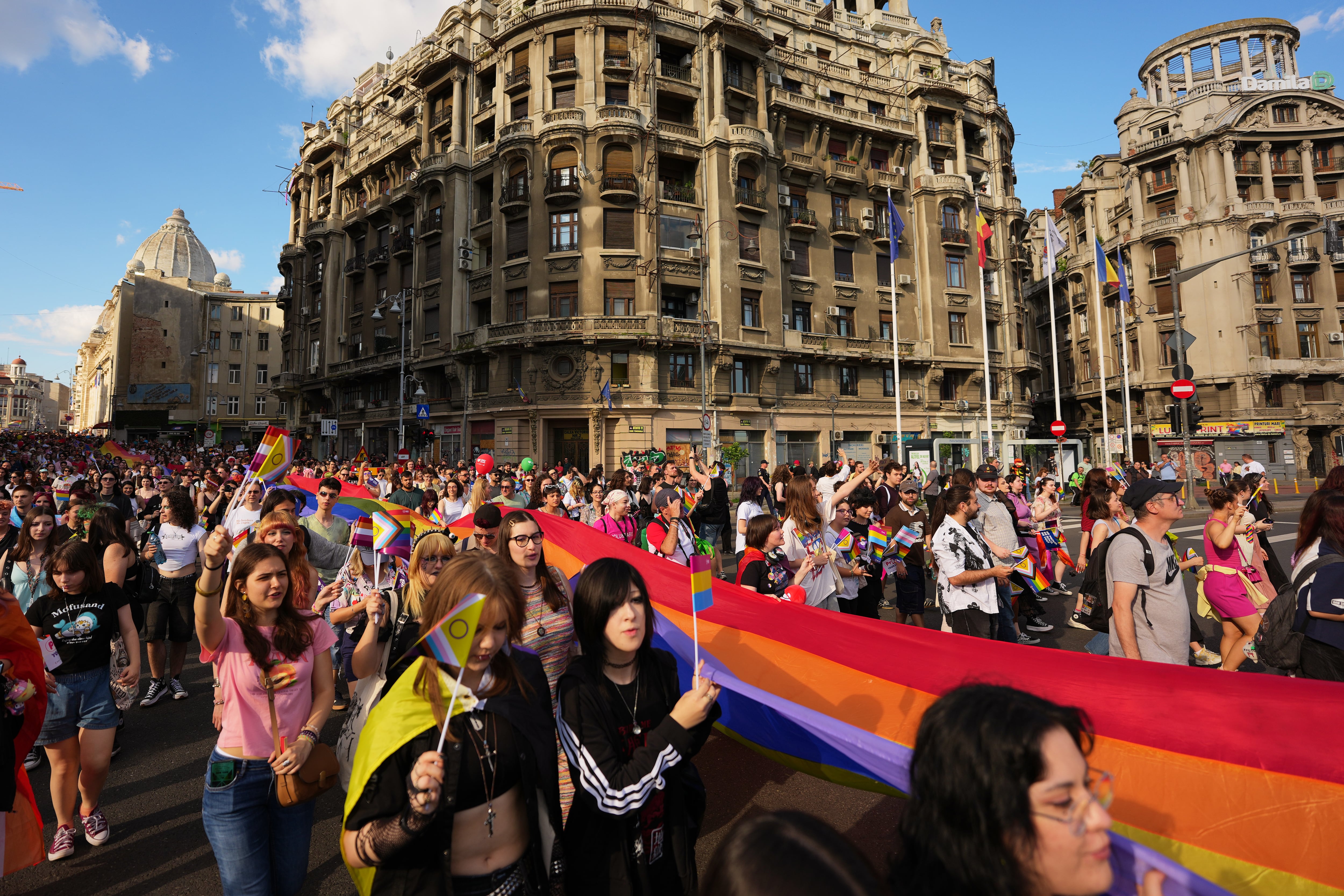 Tens of thousands join Pride marches in Romania, Bulgaria to call for equality