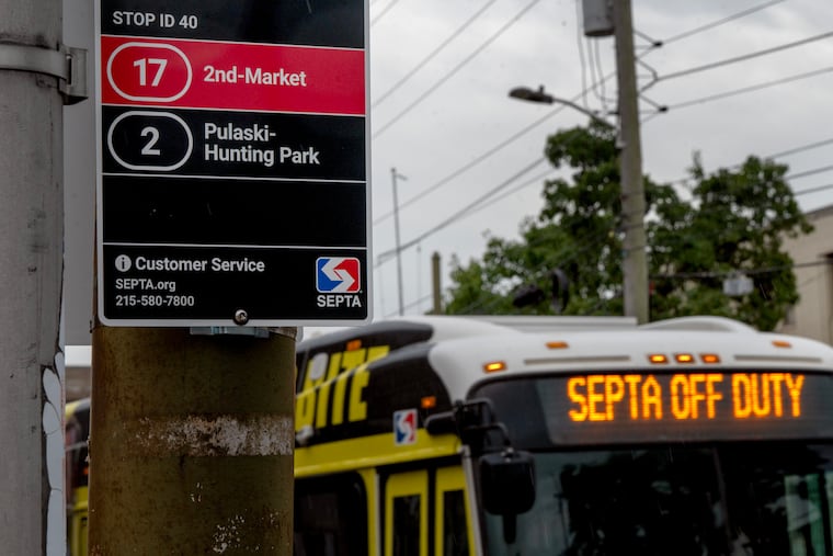 A sign with “Frequent Red" designation at a South Philadelphia bus stop on Thursday. Thursday, Aug. 20, 2026. SEPTA says it will have 30 frequent bus routes at the end of its bus network redesign next year. The red color-coding system highlights frequent bus routes that arrive every 15 minutes or better from 6 a.m. to 9 p.m. on weekdays.