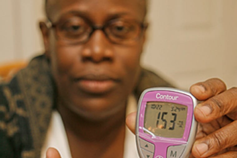 Vanessa Sheppard, of South Philly, had to borrow test strips from friends and family to monitor her blood sugar. Blood-glucose test strips have become a pricey necessity for diabetics. (Akira Suwa / Staff Photographer)