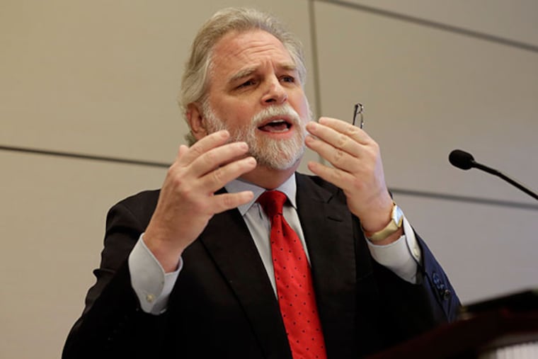 Attorney Randy Mastro answers questions at a news conference, in New York, Thursday, March 27, 2014. A law firm hired by New Jersey Gov. Chris Christie said Thursday that the governor was not involved in a plot to create gridlock near a major bridge as part of a political retribution scheme. (AP Photo/Richard Drew)