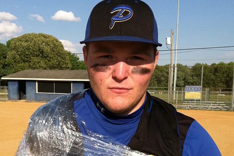 Pennsville senior Luke Westfield after throwing 3 hitter in 5-2 win
over Pitman Monday.