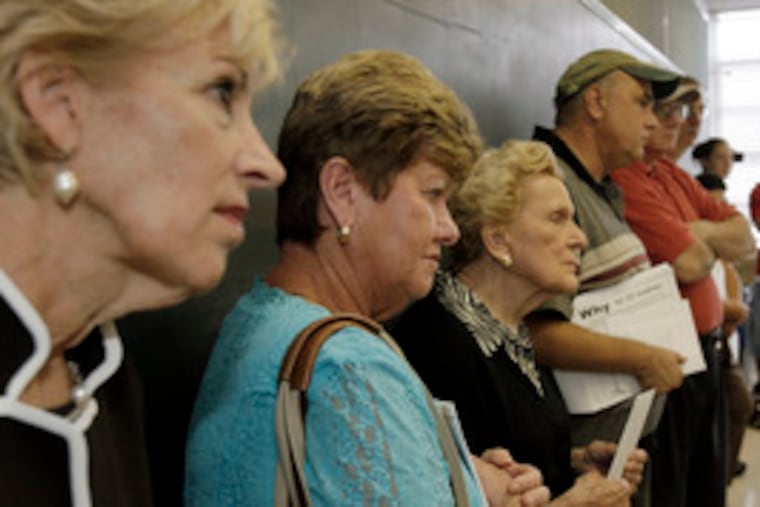 Touring the facility are (from left) Maureen Fries, Peggy Johnston, Alice Fuffy, John Kadelock and Joe Loughnan. Loughnan thought the technology program would entice his grandson.