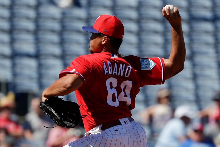 Reliever Victor Arano has been out since April 20 with inflammation in his right elbow.