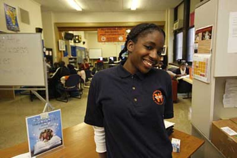 West Philly High junior Sadea Canty has been forced to help plan a fashion show to raise funds to buy books for the school's students. (Rachel Playe/Staff Photographer)