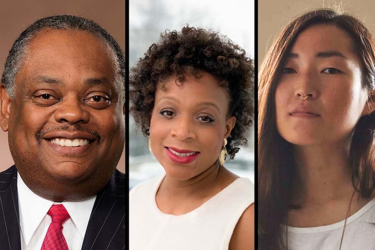 Gregory E. Deavens (left), Jamie Gauthier (center) and Adela Park.